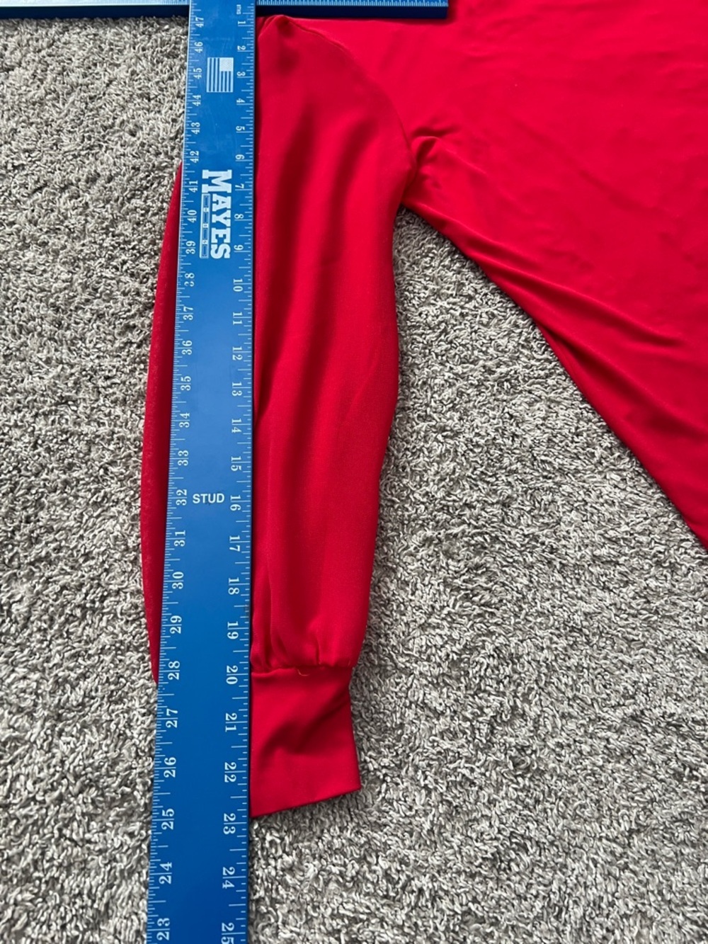 Calvin Klein Women’s Red Long-Sleeve Scoop Neck Blouse Top Sheer Sleeves -Size M - Picture 10 of 11
